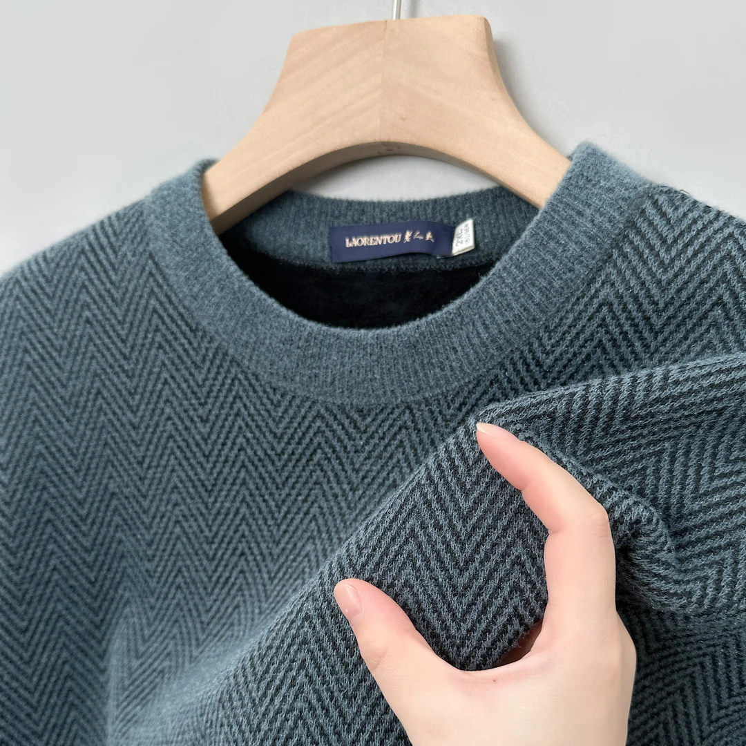 老人头冬季加厚加绒男毛衣秋冬新款保暖爆款打底爸爸毛衫巨厚抗寒