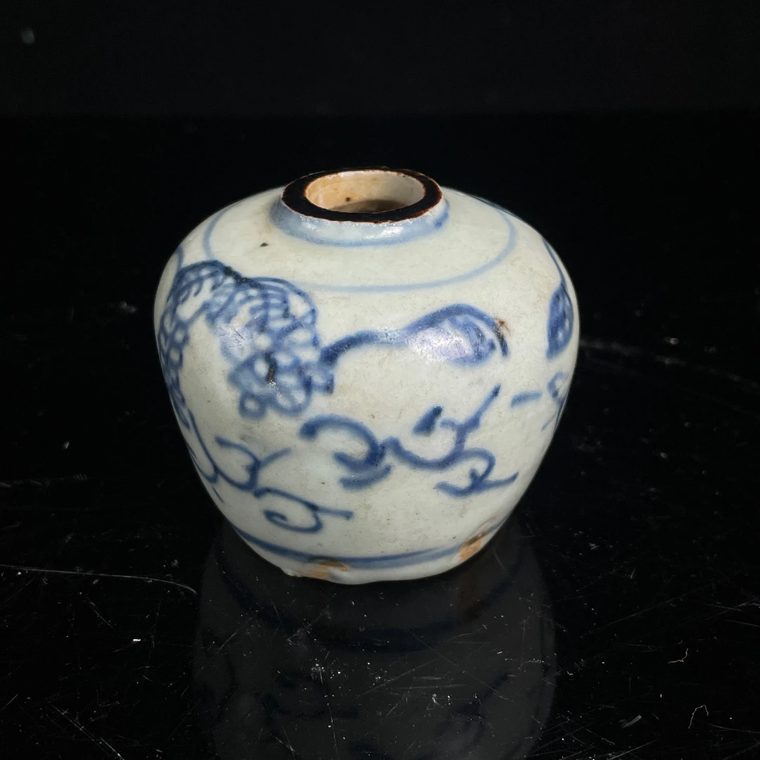 清青花瓷/古董顺治青花罐截口M2XCL02DF06瓷器/收藏/文物/绣花张