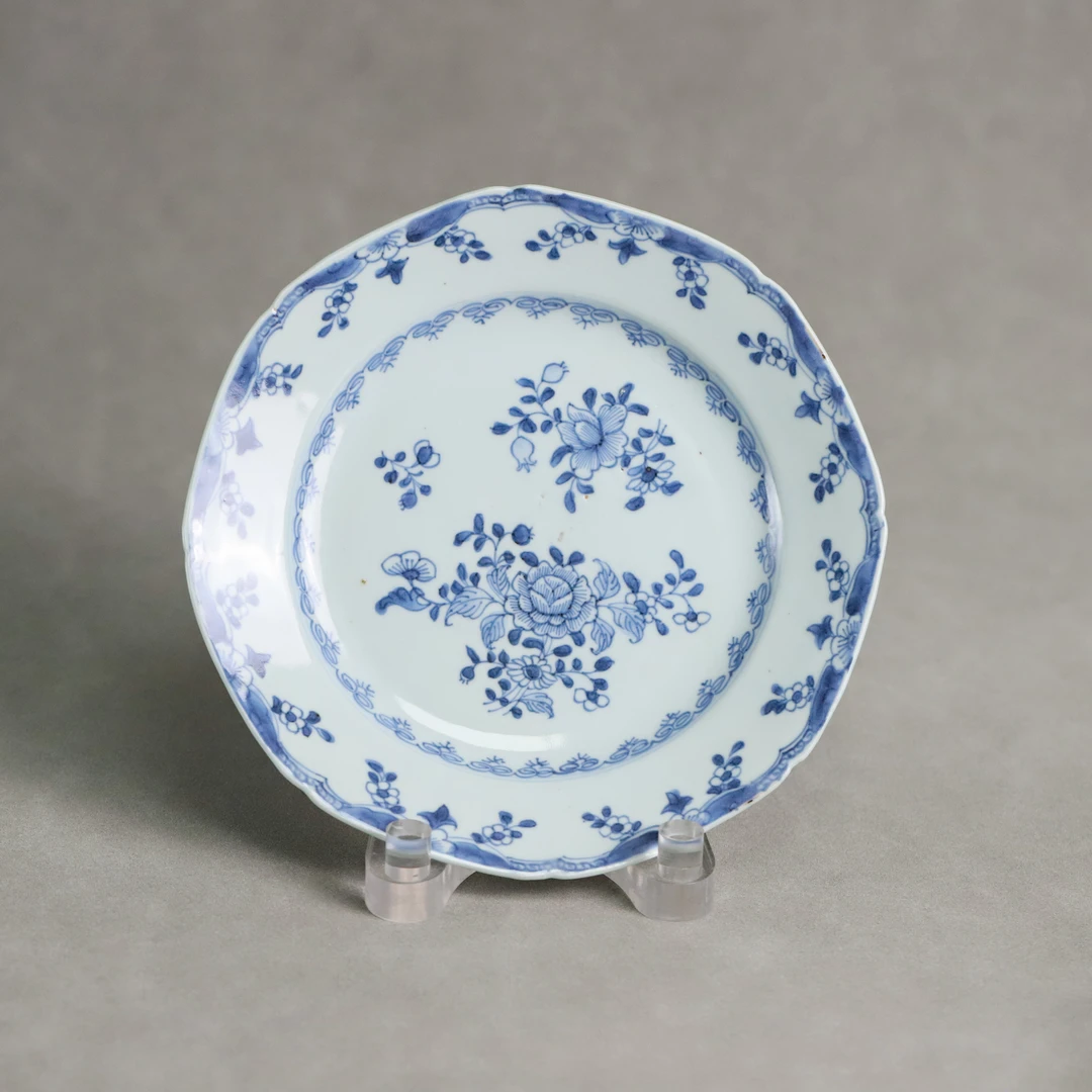 青花瓷/古董乾隆青花花卉盘M2XB7080958古玩/收藏/老物件/绣花张