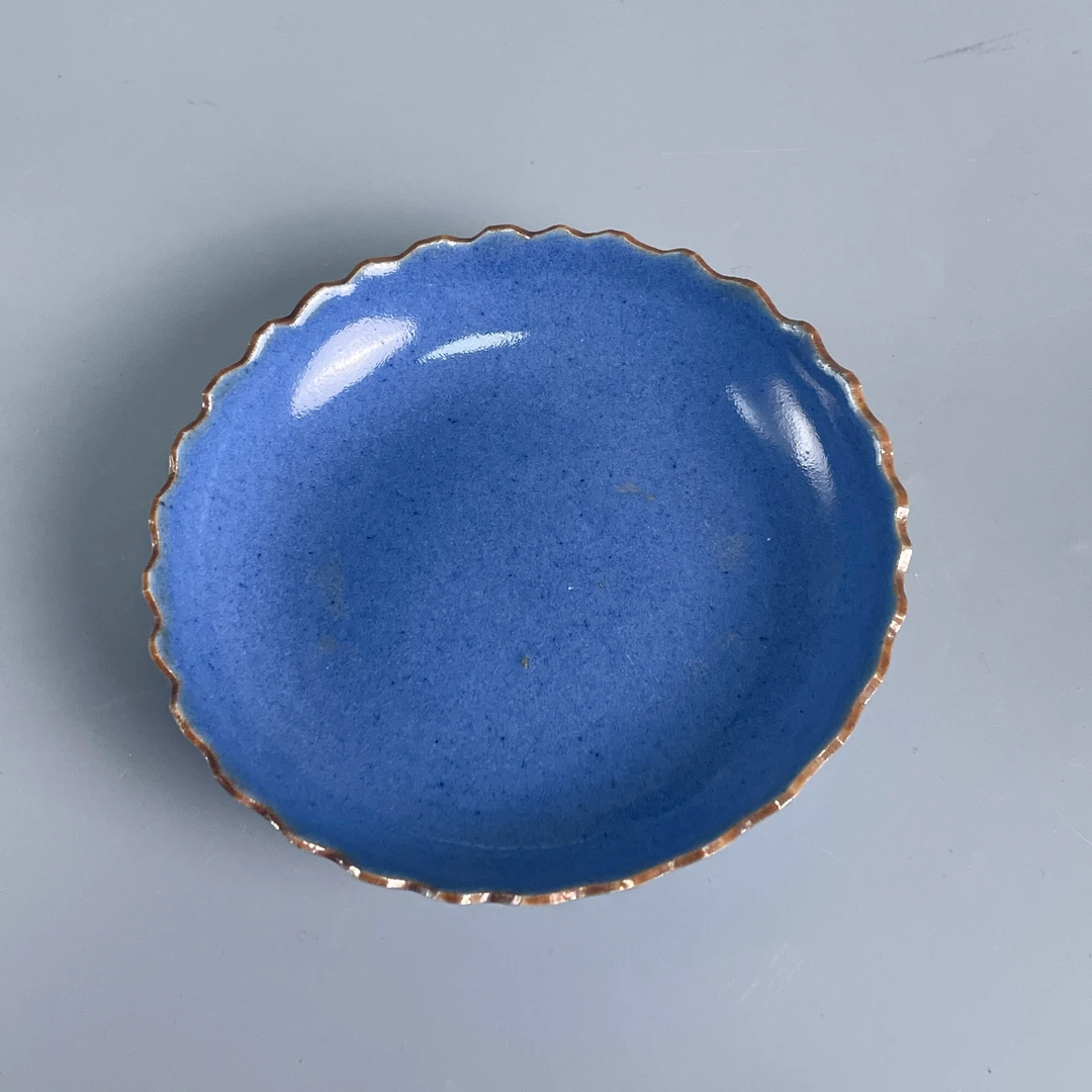 瓷器/古董清中期祭蓝釉花口洗-M2XJZ002A06/收藏/文物/绣花张