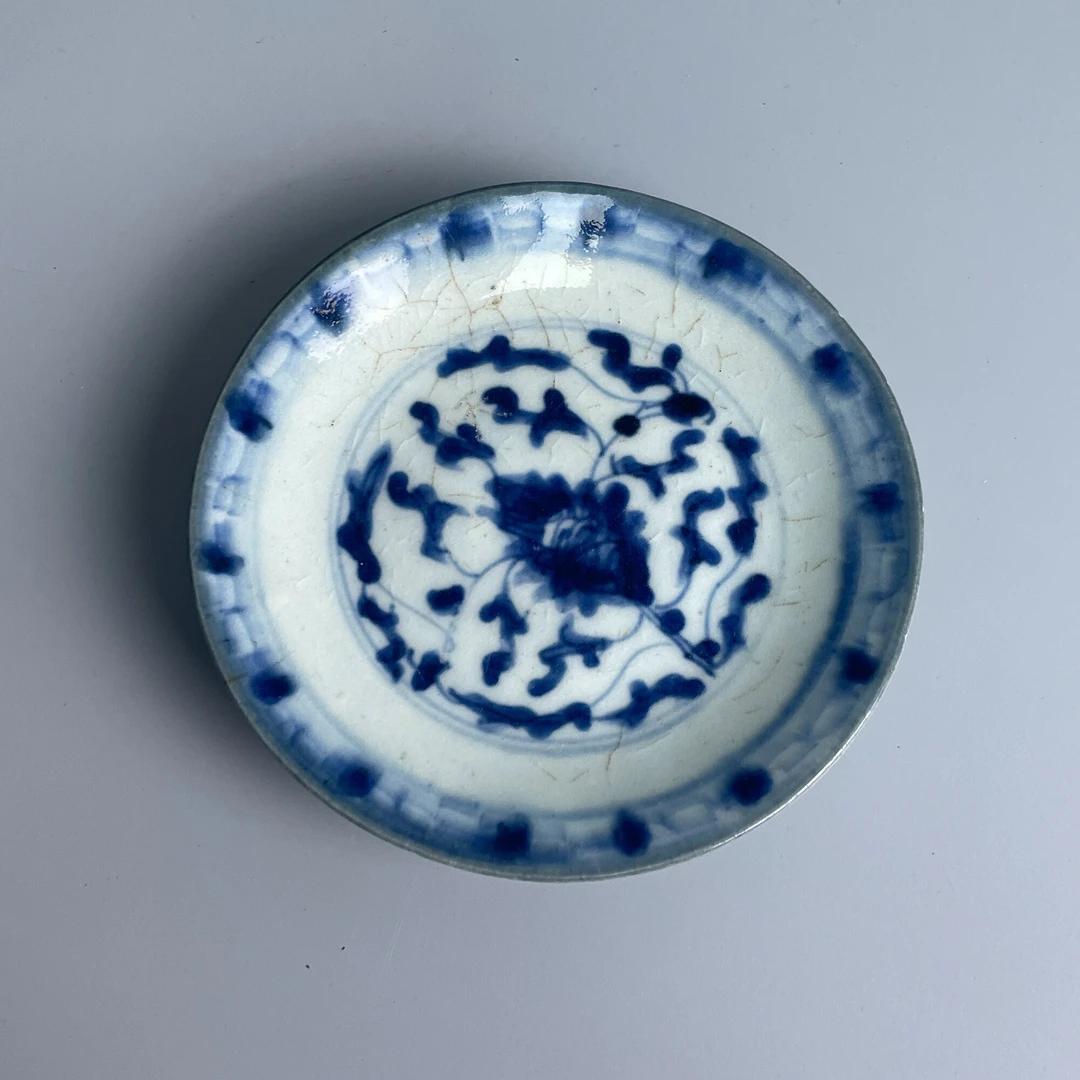 瓷器/古董道光青花花卉小盘-M2XJ8009509/收藏/文物/绣花张