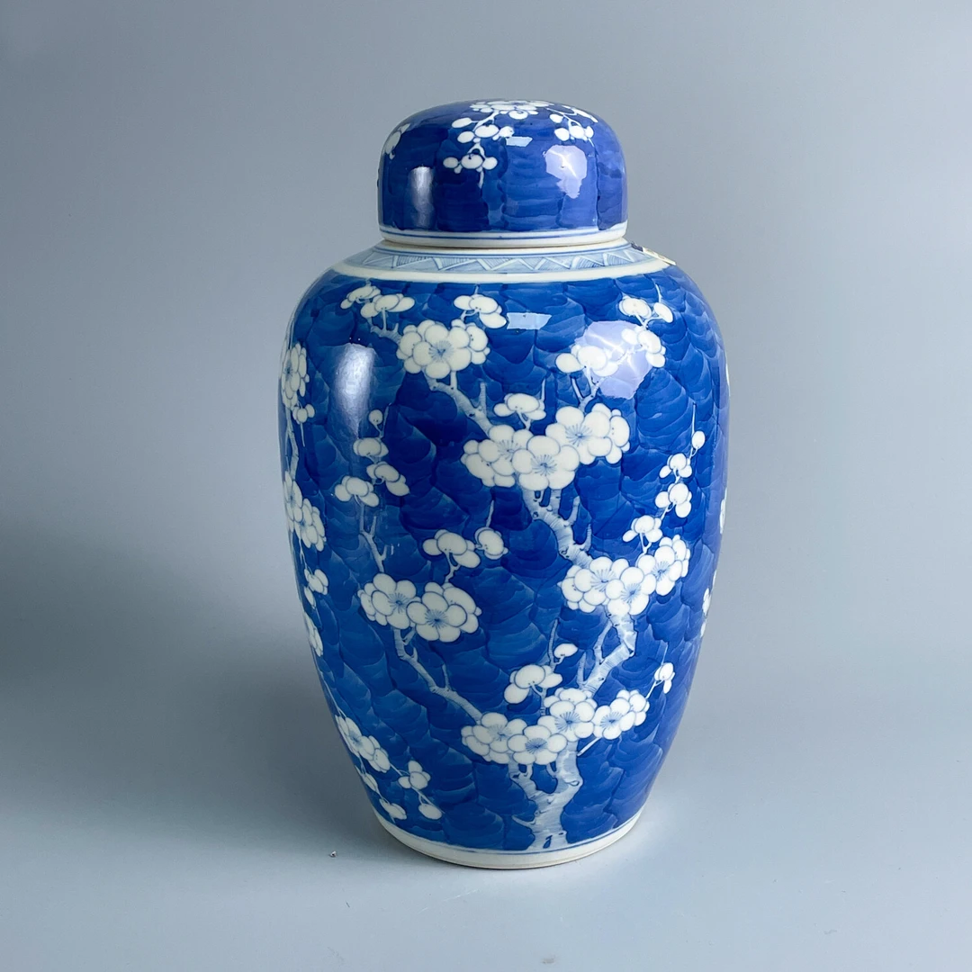 瓷器/古董清光绪冰梅纹大盖罐-M2XKZ001068/收藏/文物/绣花张