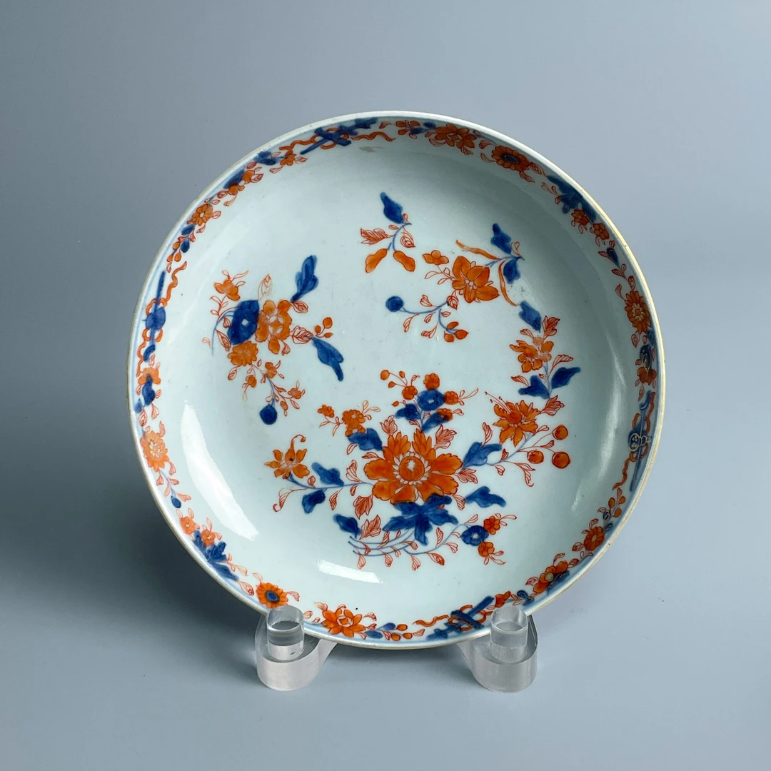 瓷器/古董清康熙青花矾红花卉纹盘M2XKG000389收藏/文物/绣花张