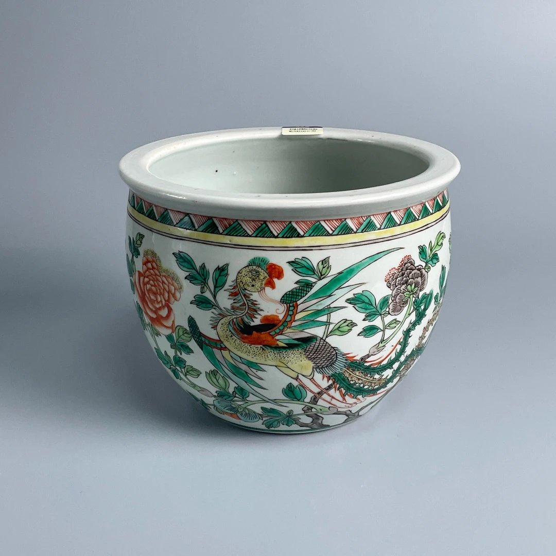 瓷器/古董清光绪五彩锦鸡牡丹纹卷缸M2XKE001C39收藏/文物/绣花张