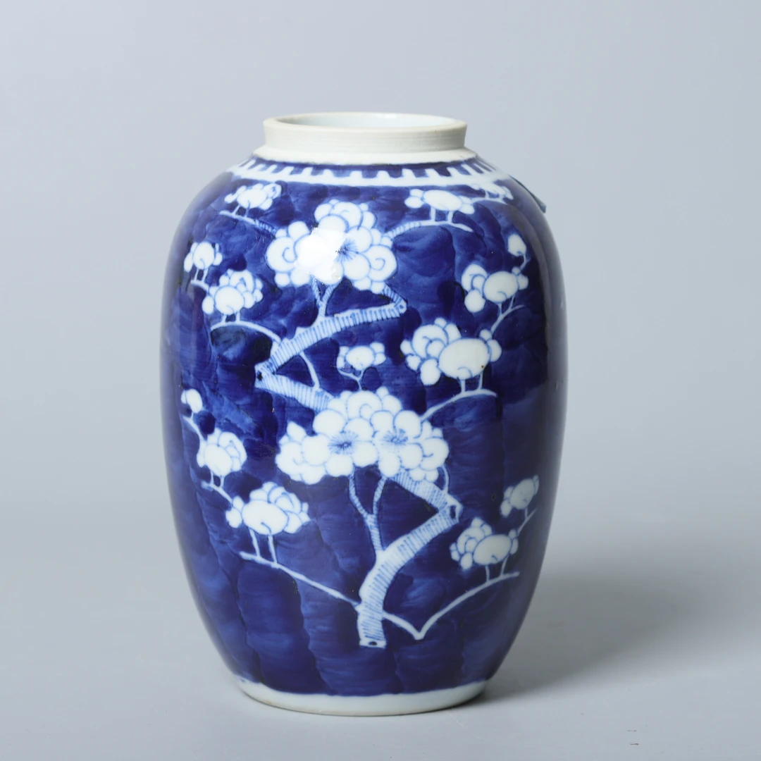 清光绪青花冰梅纹罐M23KP053A59/古董/收藏/绣花张