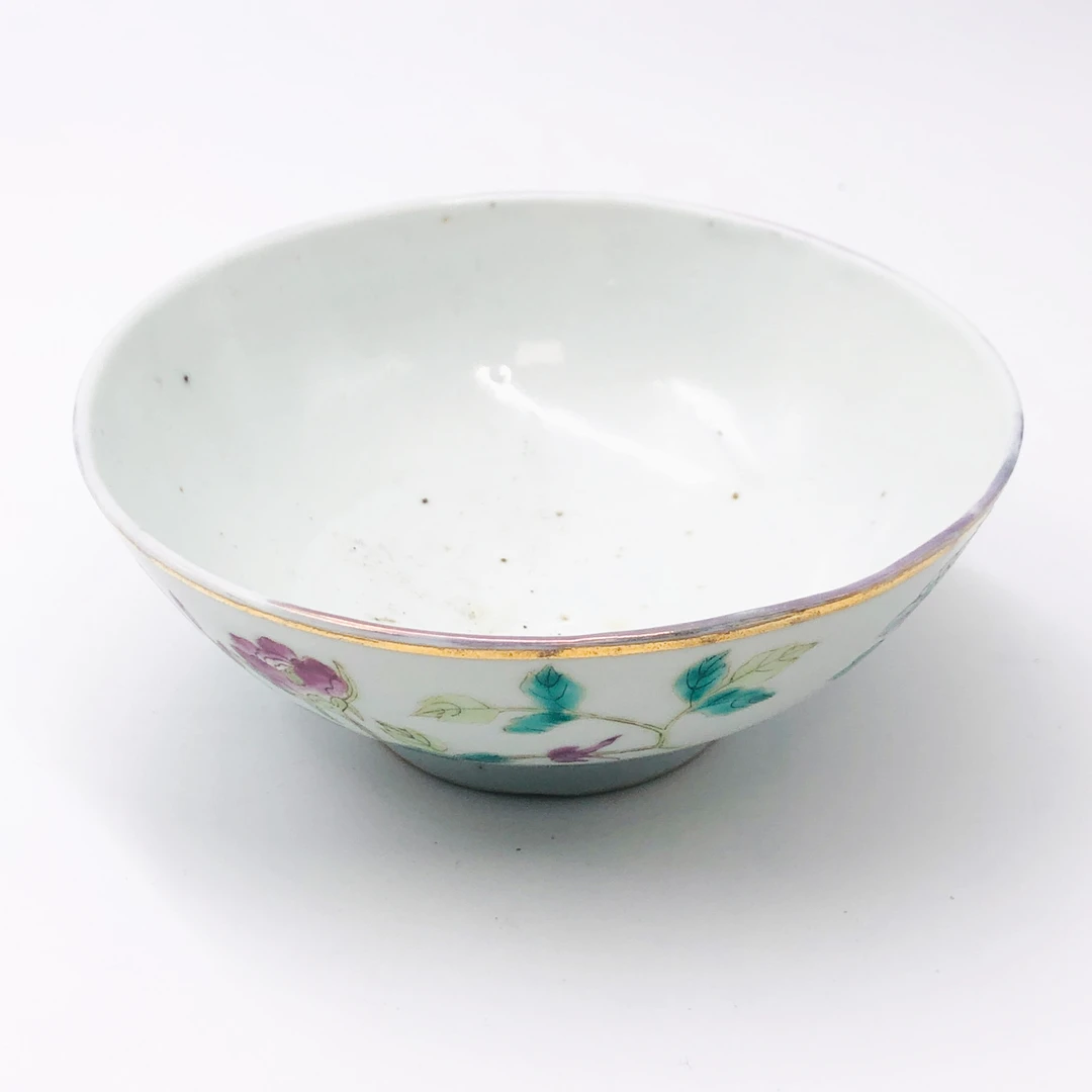 瓷器/古董 清晚期 粉彩花卉碗M2XFG009206古玩/收藏/文物/绣花张