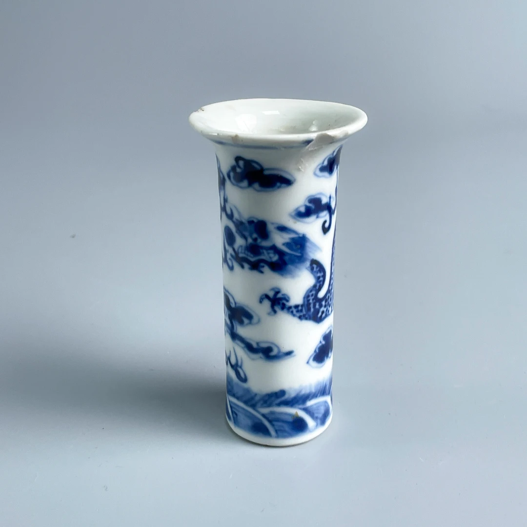 瓷器/古董清光绪青花龙纹花插-M2XKU003F79古玩/收藏/文物/绣花张