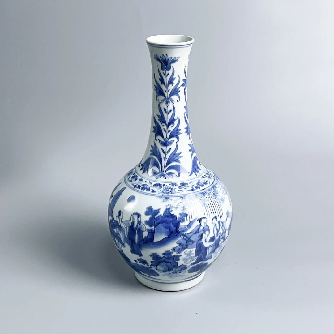 瓷器/古董明崇祯青花人物直径瓶口修M2XGP007A16收藏/文物/绣花张