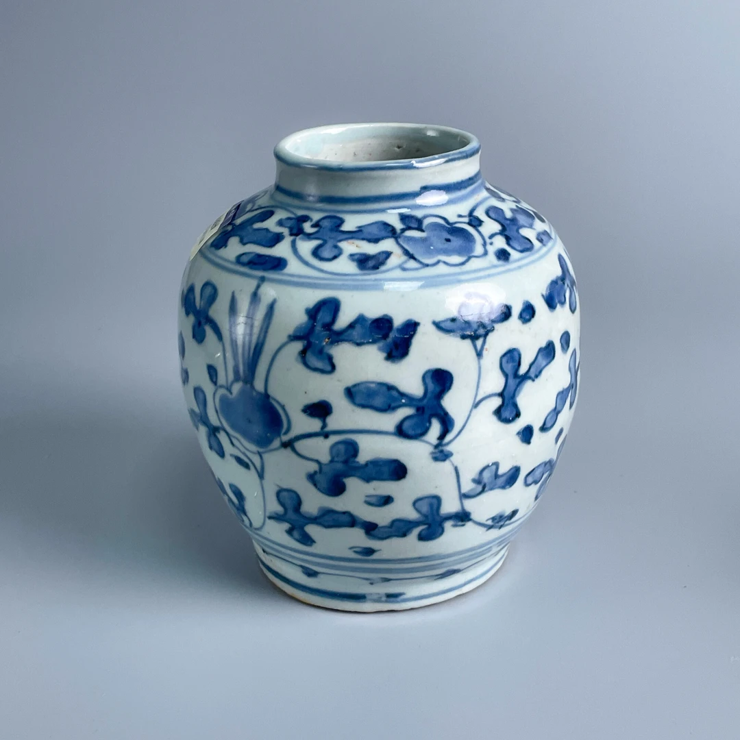 瓷器/古董清顺治 缠枝花卉纹罐-M2XJ9001108/收藏/文物/绣花张