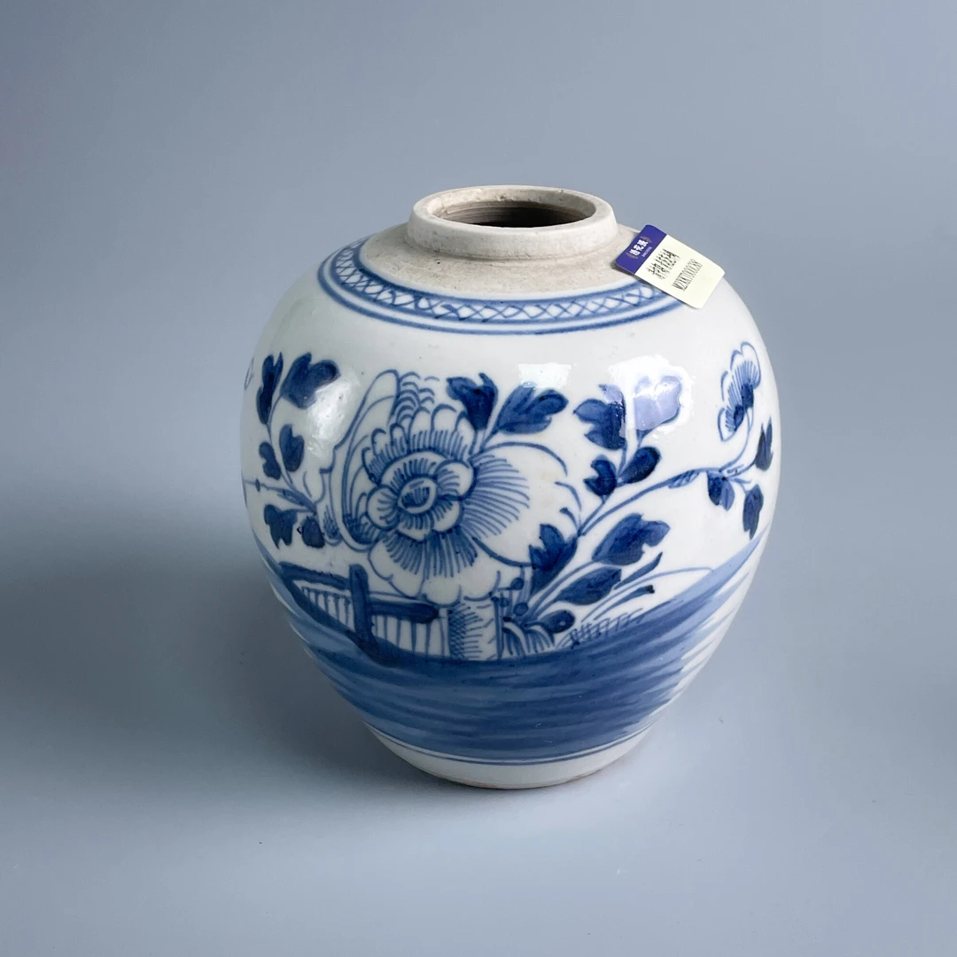 瓷器/古董清中期青花花卉罐-M2XKT000C88/收藏/文物/绣花张