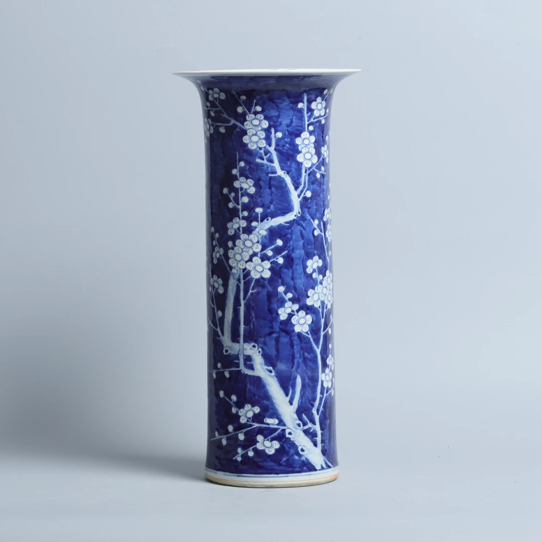 古董冰梅留白纹帽筒清光绪M23LN03A559古玩/收藏/艺术/绣花张