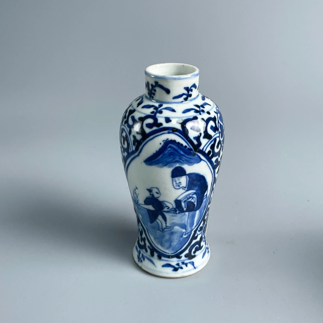 瓷器/古董光绪青花人物鸡腿瓶M2XKV008D26古玩/收藏/文物/绣花张