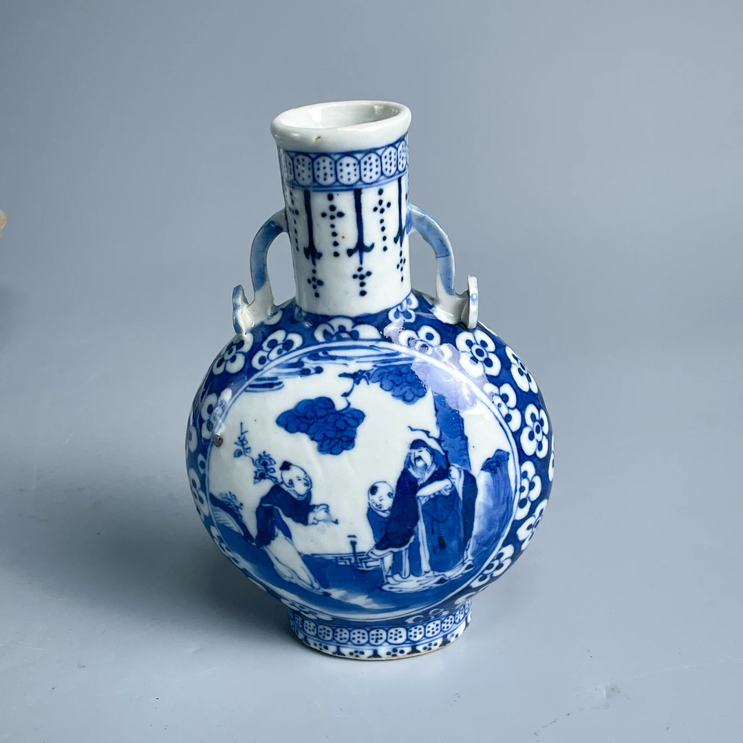 瓷器/古董清光绪青花人物纹抱月瓶-M2XJV000179/收藏/文物/绣花张