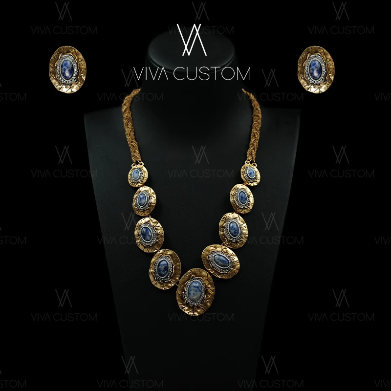 （精工系列）复古做旧气质璀璨星空圆盘套装项链耳拍