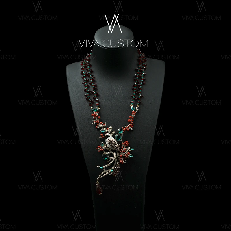 铜合金合成锆石项链 （精工系列）高级优雅喜上眉梢项链