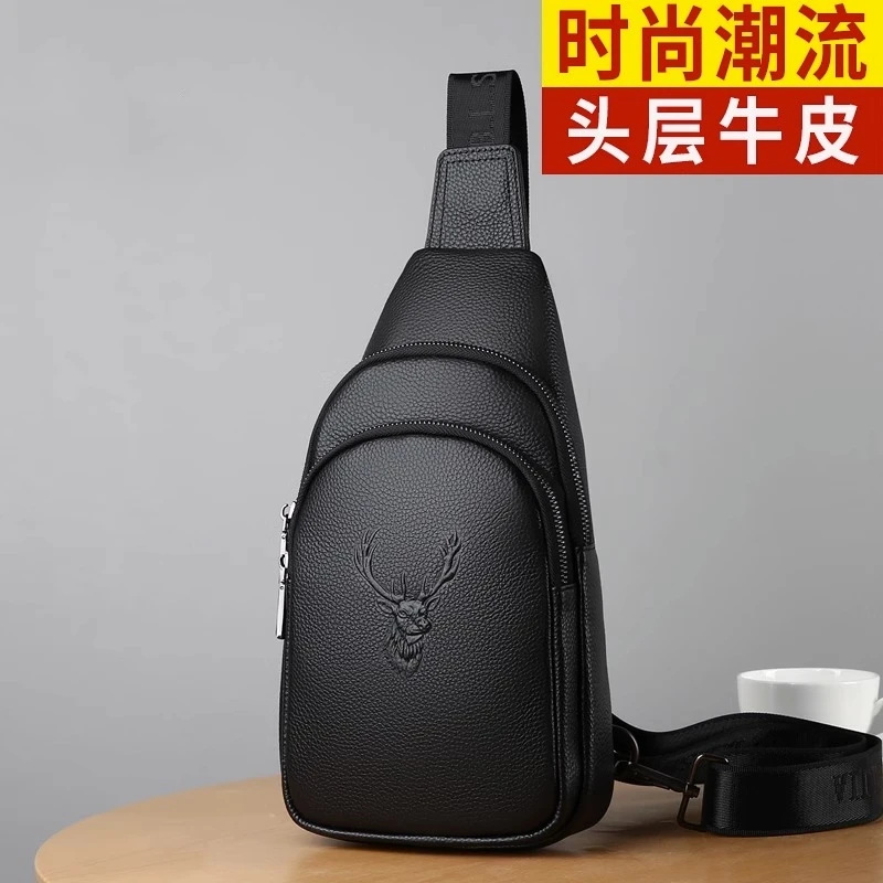 香港I.TGREG真皮胸包男潮牌夏休闲男士大容量头层牛皮单肩斜挎包
