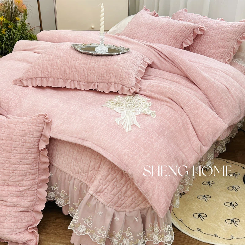 ▲轻奢婴儿绒肌理纹加厚保暖四件套±9斤 秋冬加厚可机洗床品套件