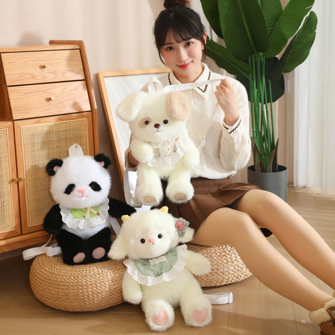 超可爱萌趣毛绒玩偶软乎乎双肩背包女友闺蜜儿童节日礼物手工款式