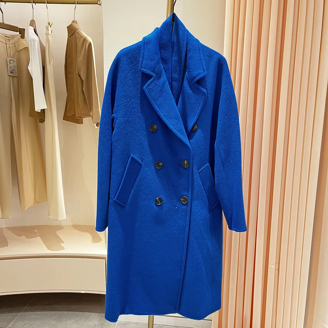 【佳琪专属】2024新款时尚气质大衣翻领设计百搭 宝石蓝