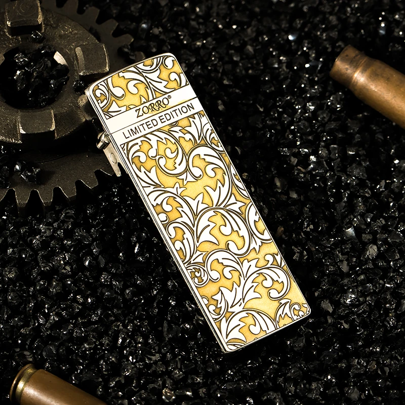 纯铜新款窄机高颜值唐草花打火机迷你超薄个性经典窄版时尚纤巧机