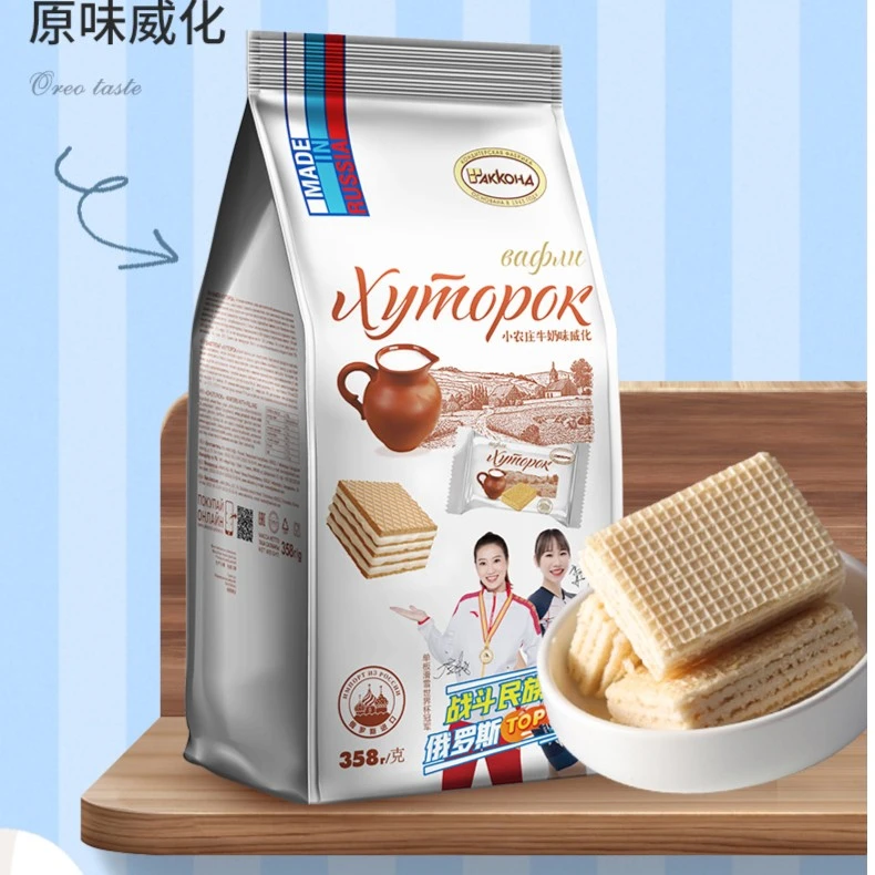 阿孔特俄罗斯原装进口小农庄威化饼干原味358克休闲零食