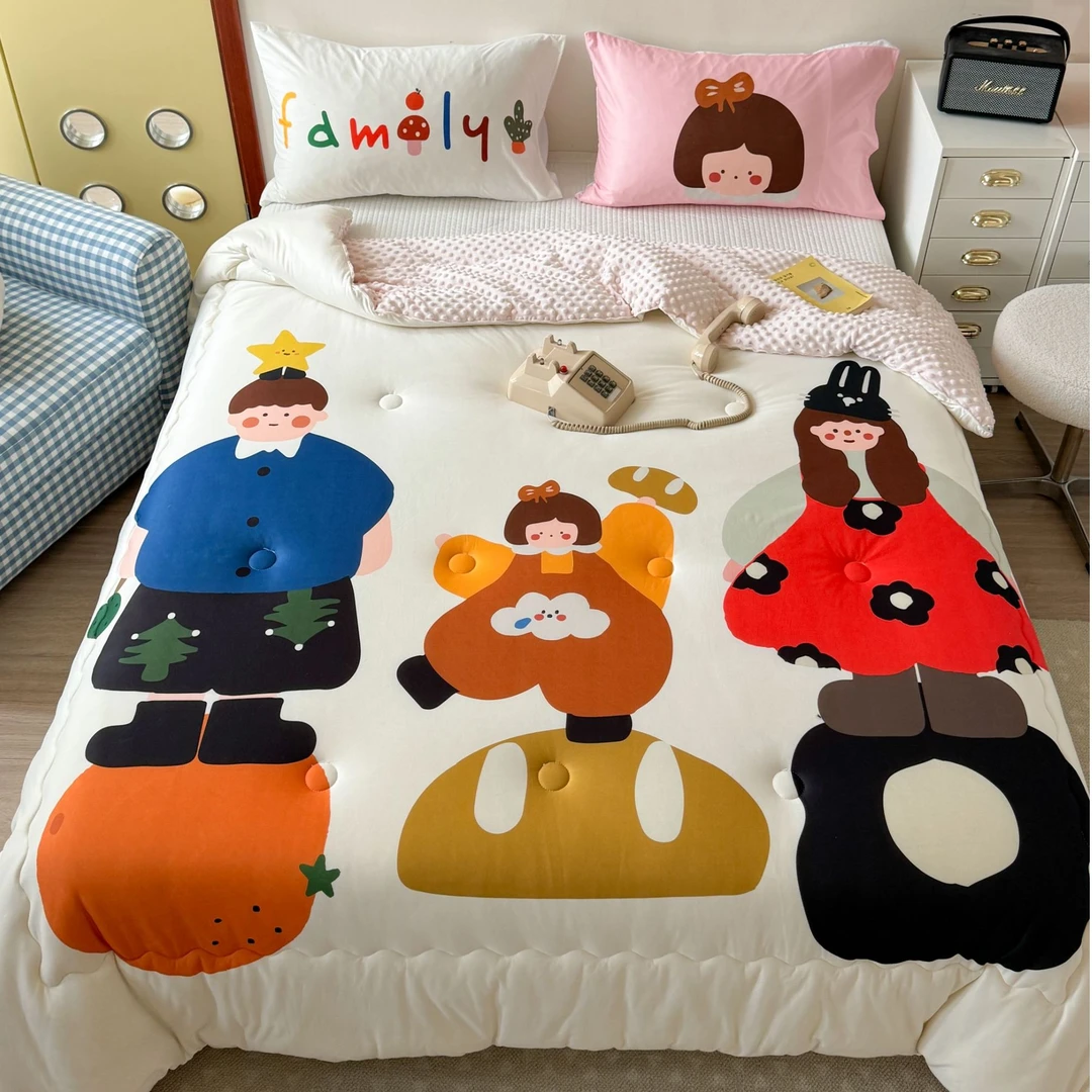 小玲子家纺 针织棉豆豆被 软糯大豆春秋被冬季加厚亲肤卡通被子