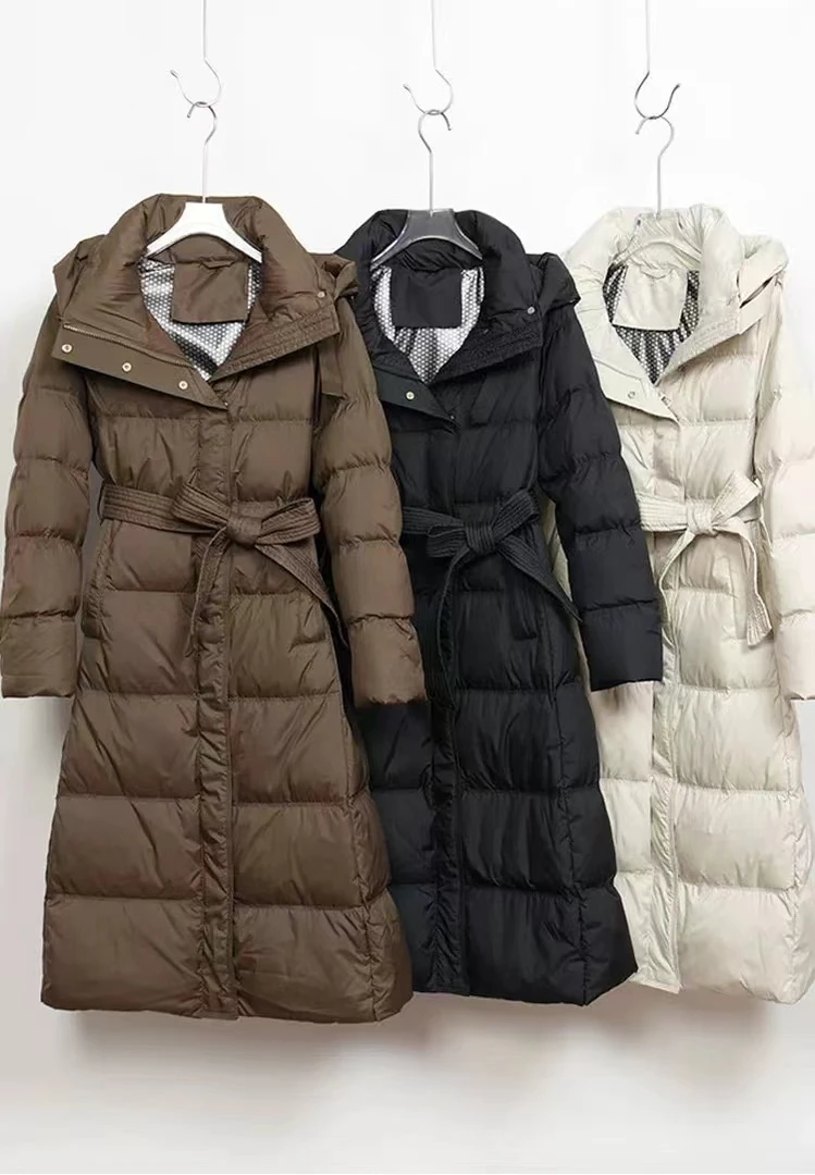 新款羽绒服女中长款过膝加厚连帽收腰显瘦冬季韩版保暖外套8805#