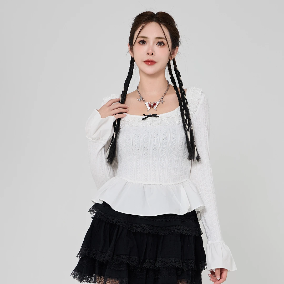 ANPK女装时尚甜酷风长袖针织衫AD151I7123