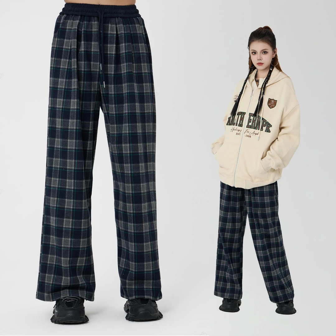 ANPK女装时尚美式复古格子长裤AD223J8760