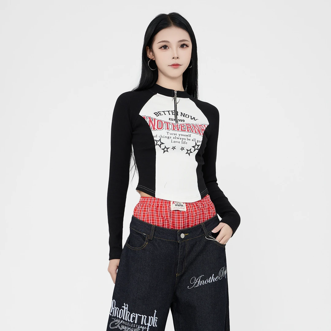 ANPK美式复古插肩T恤AD122Q7047