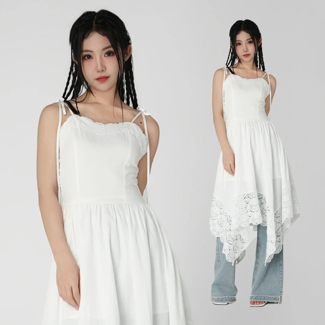 ANPK女装连衣裙裙子蕾丝公主白色吊带裙睡裙夏季AD313X8326