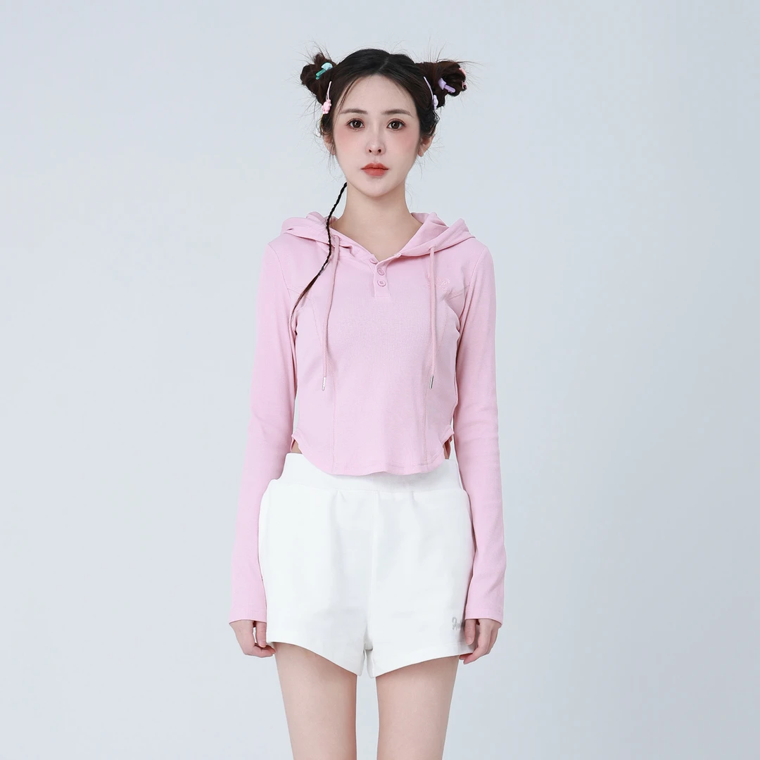 ANPK纯欲少女短款连帽修身打底针织衫AD151C1239