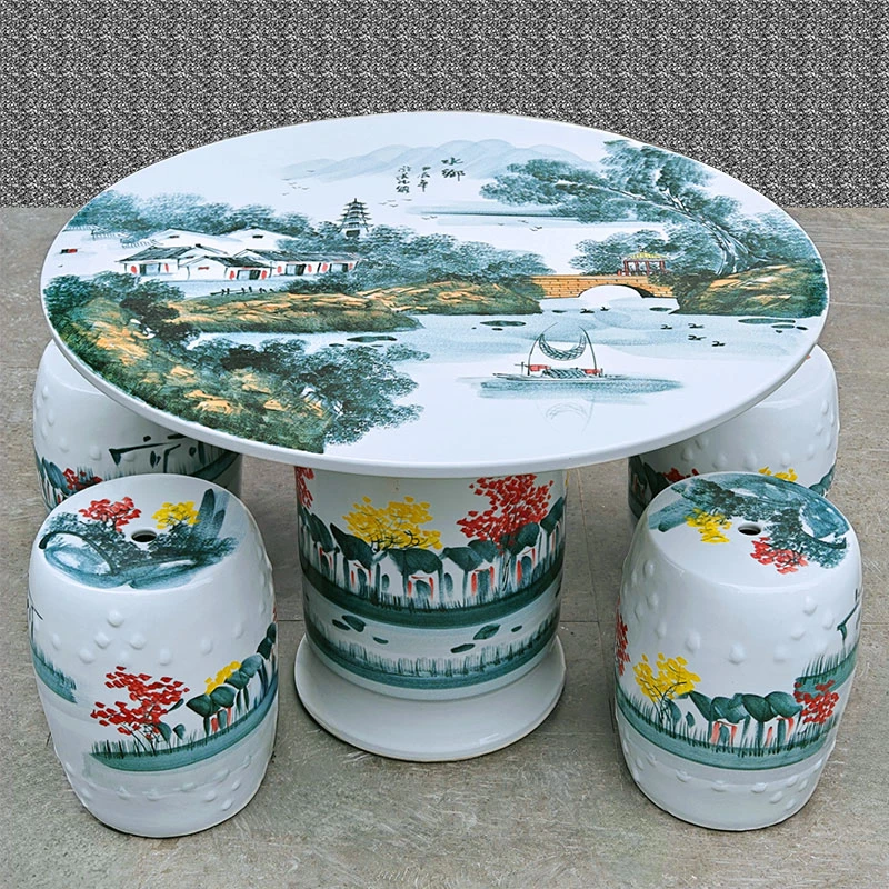 创意瓷桌凳景德镇陶瓷桌子凳子户外酒店阳台室外花园中式客厅桌椅