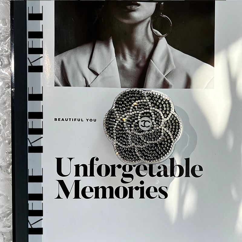 【磁吸支架-黑-小香山茶花】手工点钻-苹果安卓通用磁吸支架-煲剧