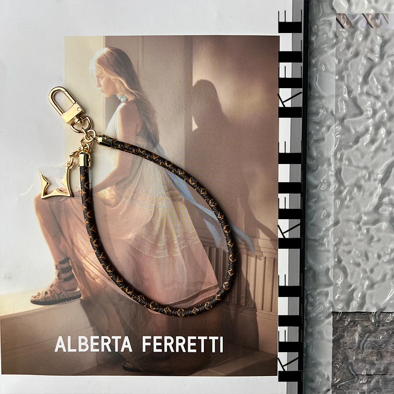 【KELE皮质短链-棕老花】水晶短链原创设计-苹果安卓通用防丢