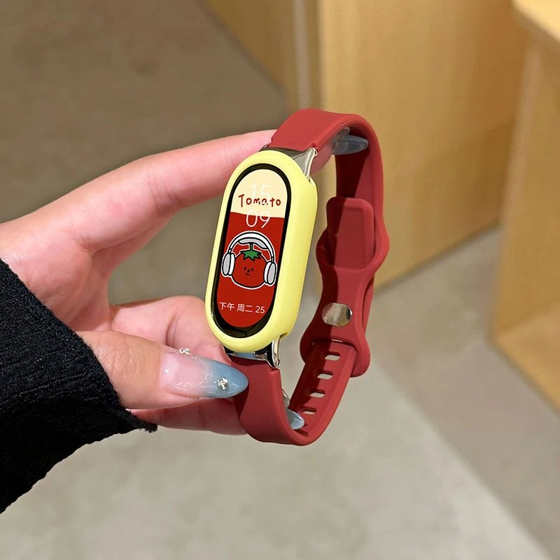 适用小米8/9/10表带硅胶反扣腕带时尚小众运动NFC替换透气ins秋