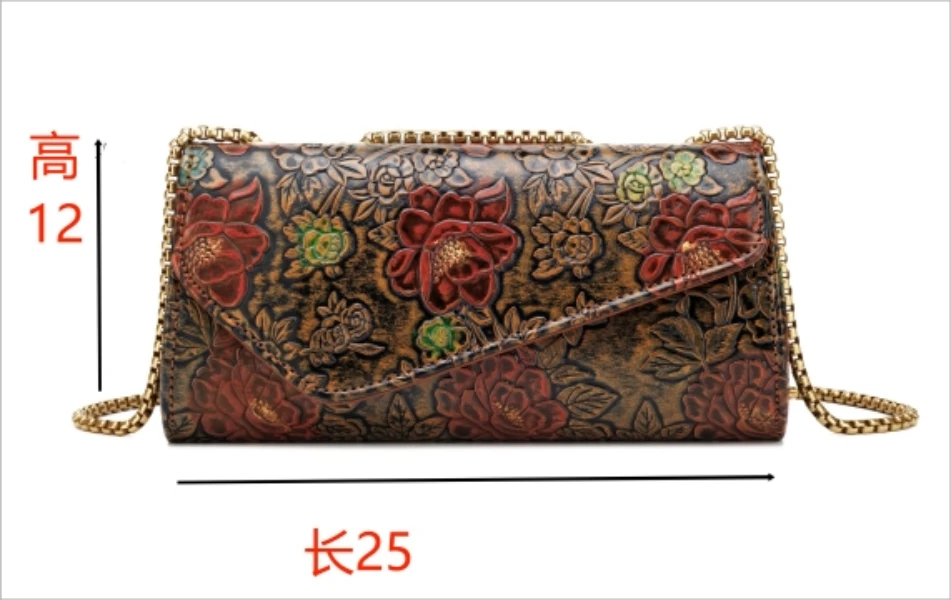 CamarKolbin轻奢复古山茶花纹女士包包高级感斜挎单肩女包H072