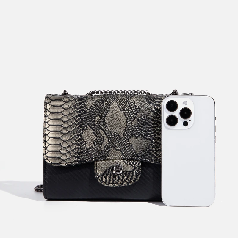 春夏季雅丹新款蛇皮时尚潮流百搭气质链条单肩斜挎包h130