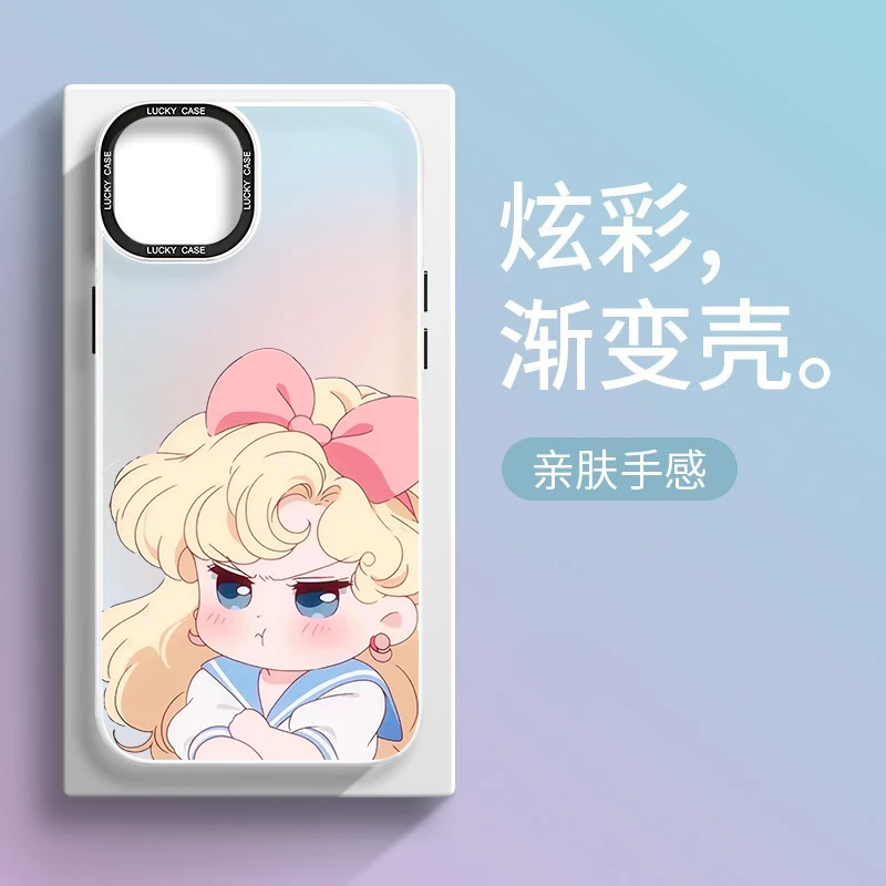 美少女3渐变镭射iphone14pro手机壳苹果13promax个性12可爱磨砂