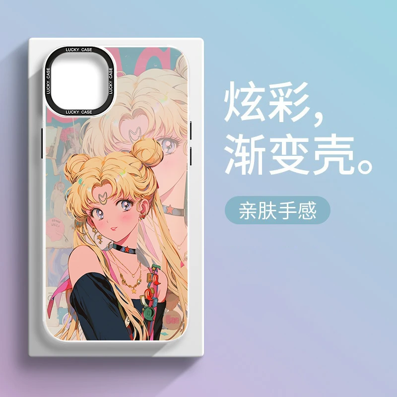 美少女战士7渐变镭射iphone14pro手机壳苹果13promax个性12磨砂