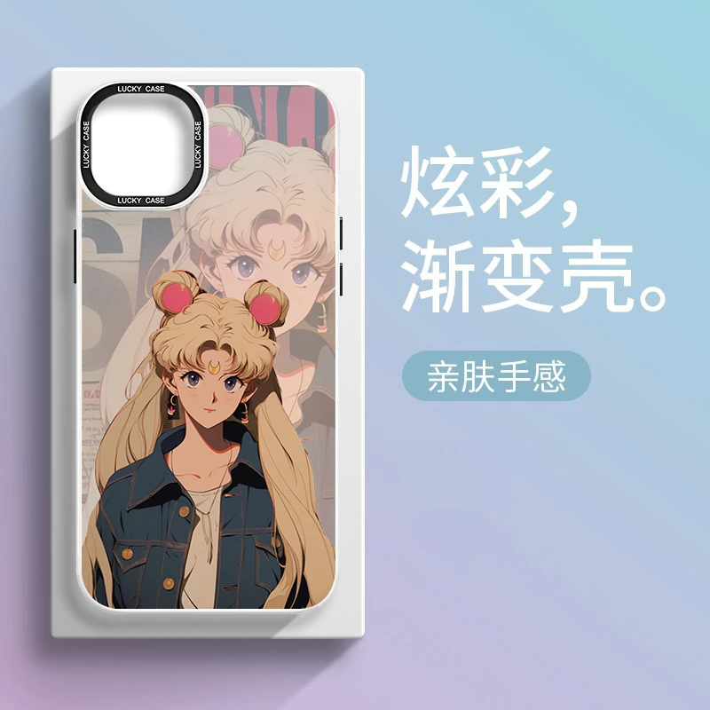 美少女战士8渐变镭射iphone14pro手机壳苹果13promax个性12磨砂