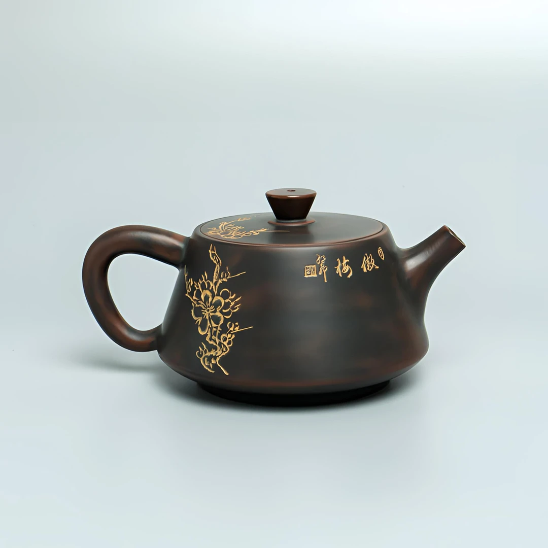淳艺坭兴 甘世荣 梅花石瓢壶 200cc 全手工坭兴陶 泡茶壶茶器茶具