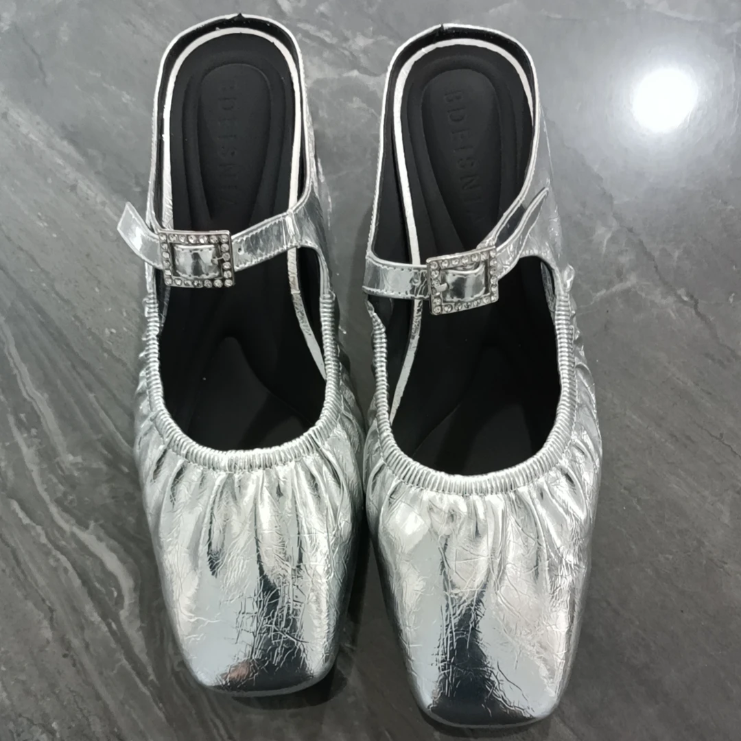 Y923银色包头半拖方头夏季时尚库1