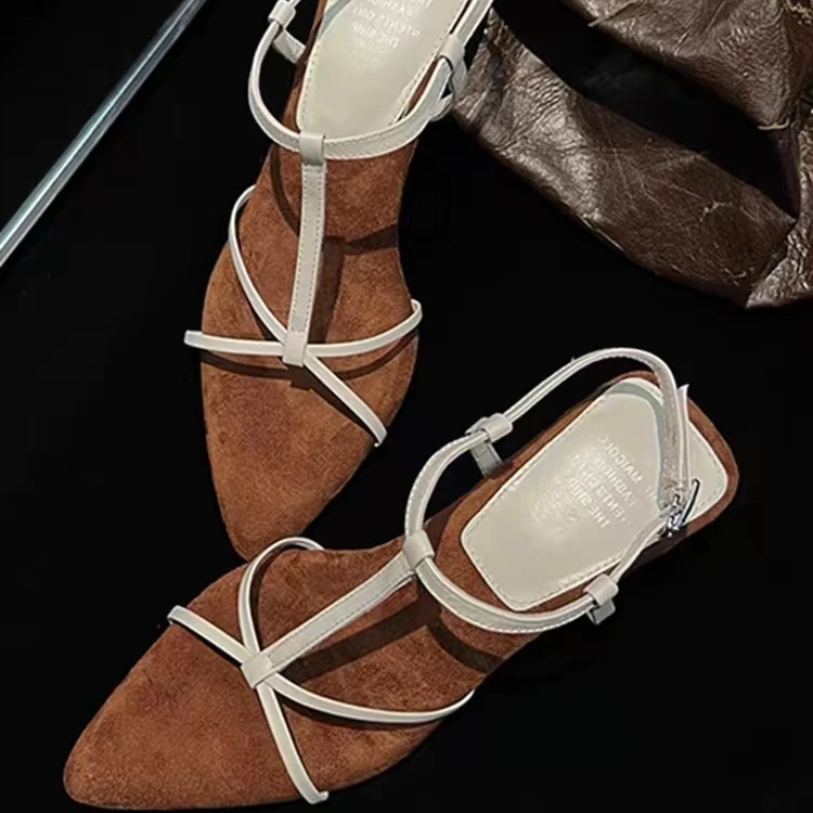 X2185白色时装一字带凉鞋库2