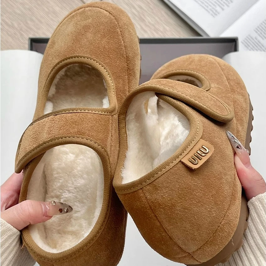 复古平底勃肯包头半棉鞋女外穿2024秋冬新款加绒玛丽珍浅口懒人鞋