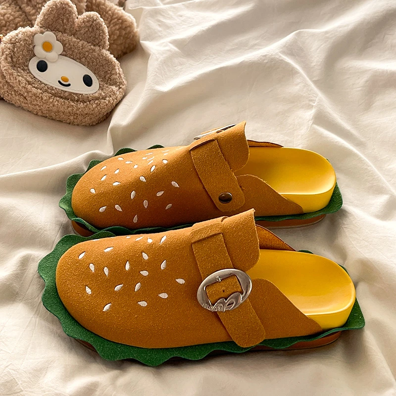 勃肯包头半拖鞋女夏季外穿2024新款懒人一脚蹬厚底情侣汉堡博肯鞋