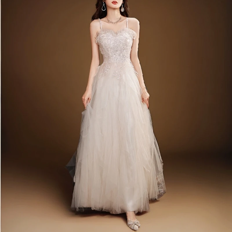 小众裙2025新款高雅名媛长款宴会伴娘服轻奢主持人小礼服气质优雅