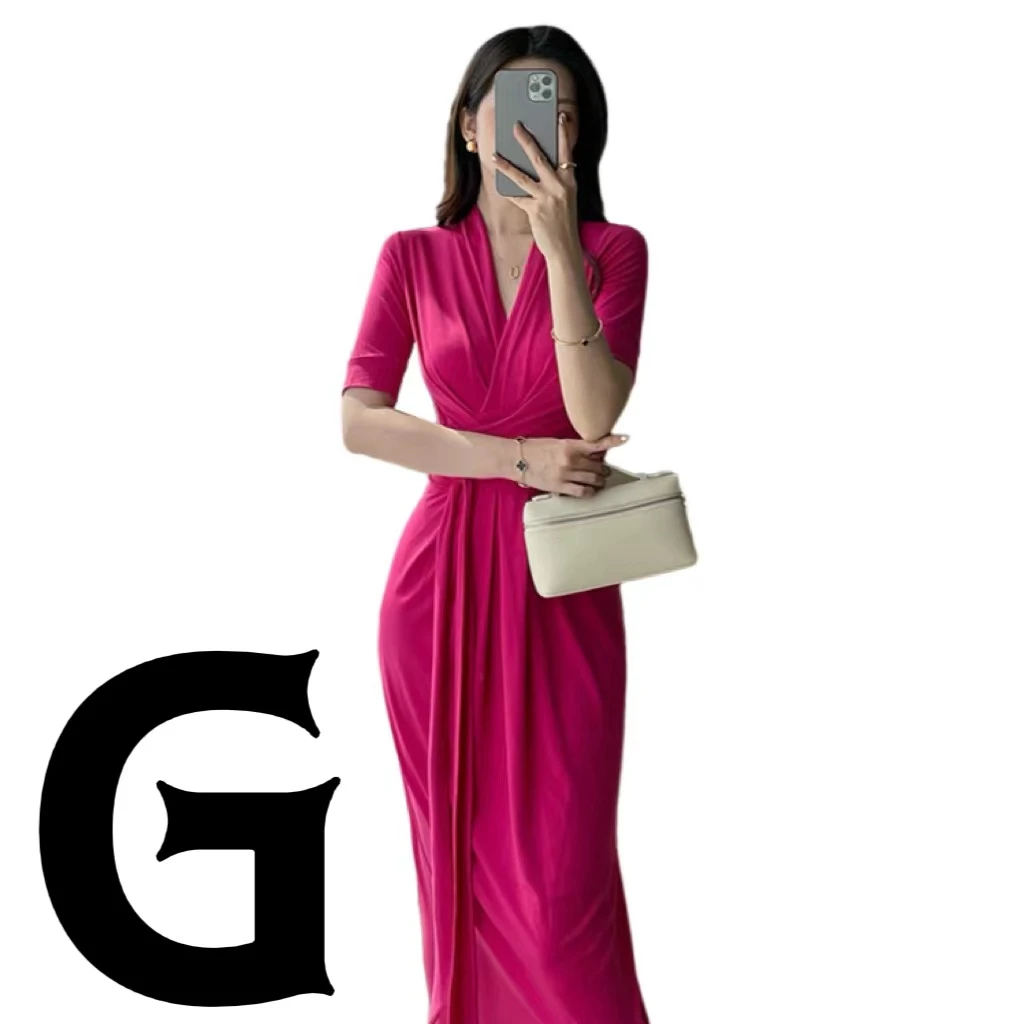 【 G 开头系列 】法式连衣裙V领连衣裙女简约时尚气质收腰显瘦长裙