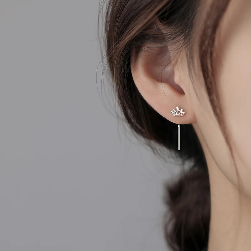 足银耳饰 999纯银耳饰皇冠耳线小众2025新爆款耳环高级耳钉耳饰女