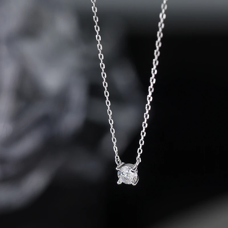 链子足银合成锆石 999纯银鼻屎钻项链轻奢女款锁骨链小众高级颈链